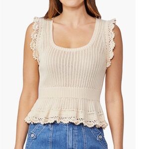 PAIGE Beige Crochet Trim Tank Top